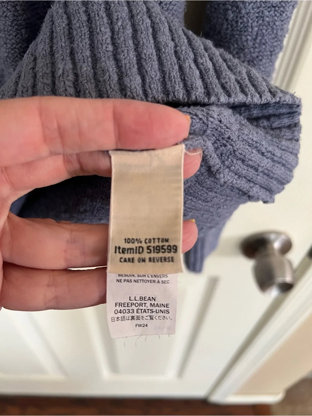 L.L.Bean Cotton Knit Sweater Blue Cottagecore Grandpa Coastal